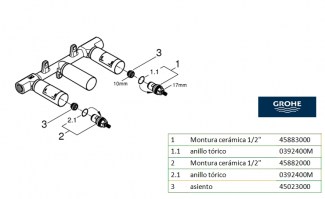 CUERPO EMPOTRADO BATERIA LAVABO GROHE